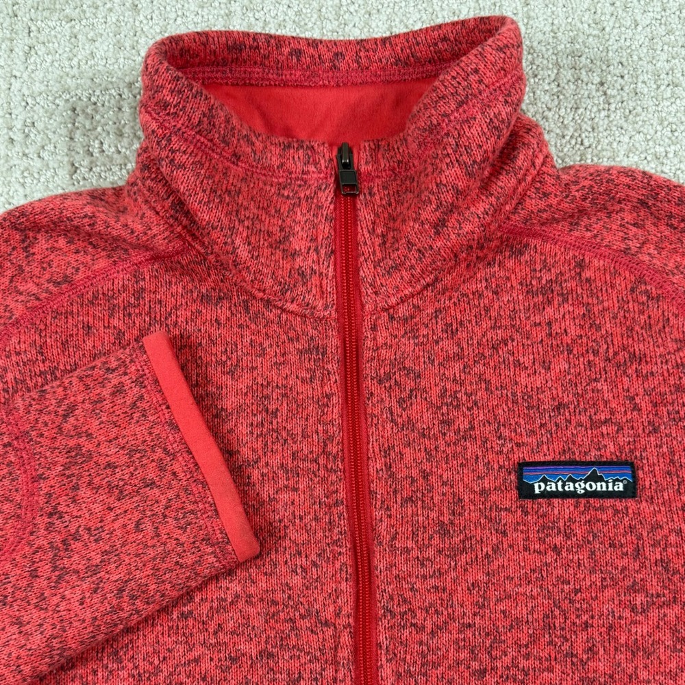 Patagonia Womens Medium Red Pink Better Sweater 1/4 Zip Fleece Pullover 25617